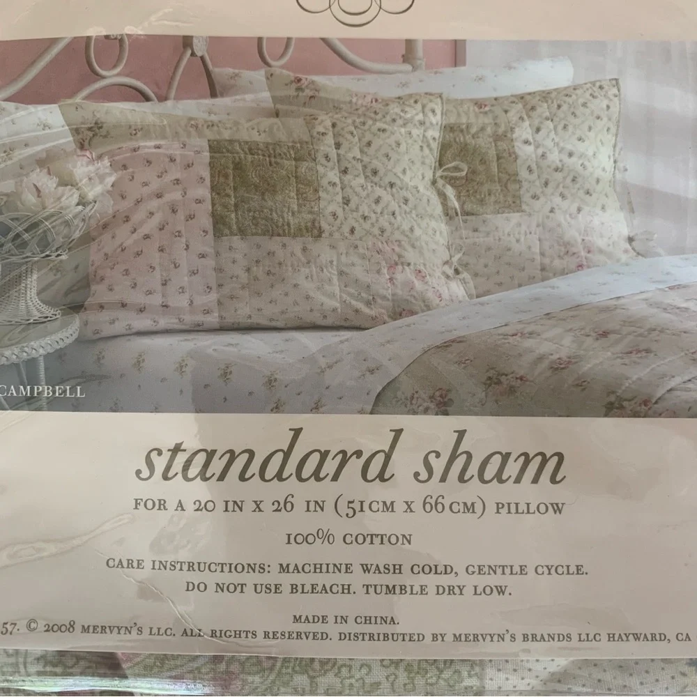 2 Packs Vintage Luxe Standard Sham Floral 2 Sham Each Pack 4 Total 100% cotton